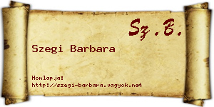 Szegi Barbara névjegykártya